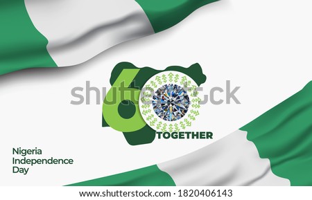 Nigeria Independence Day. The 60th logo with the Glory diamond. The Logo meaning "Together shall we be, bring the Nigerian people to be greatness, with warmth, spirit and love".  Vector illustration. Royalty-Free Stock Photo #1820406143