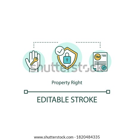 Property right concept icon. Ownership idea thin line illustration.Trademark protection. Copyright. Intellectual property. Vector isolated outline RGB color drawing. Editable stroke