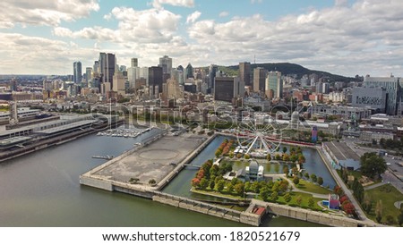 Montreal City in Canada aerial view of the downtown skyscraper