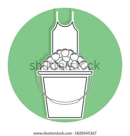 Bucket icon with soap bubbles. Cleaning products icon - Vector