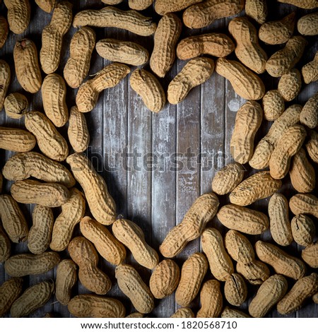 Peanuts laid out in the shape of a heart