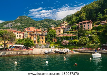 View of Varenna town  at lake Como Italy  Royalty-Free Stock Photo #182057870