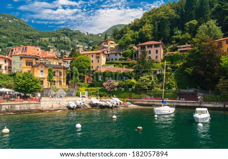 View of Varenna town  at lake Como Italy  Royalty-Free Stock Photo #182057894