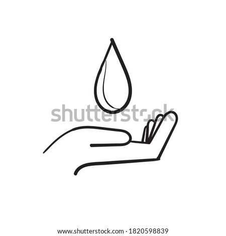 hand drawn water droplets on the palms symbol for dermatology tested icon illustration doodle style