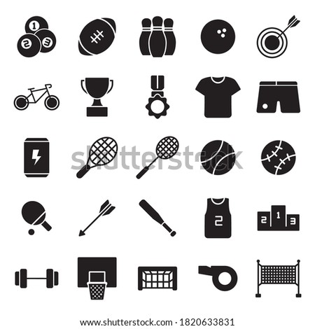 Sport And Game Icon Set Glyph Style Design Vector Template Illustration