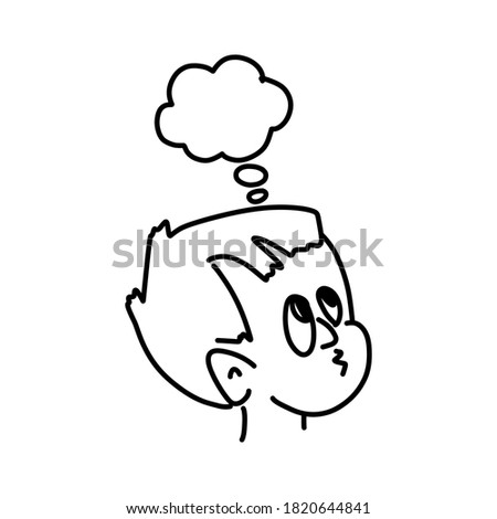 Freehand drawn thought bubble cartoon shocked man. Boy with chat. Sketch vector stock illustration. EPS 10