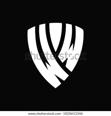 WW Logo monogram with shield elements shape design template on black background
