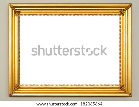 Golden frame isolated included clipping path