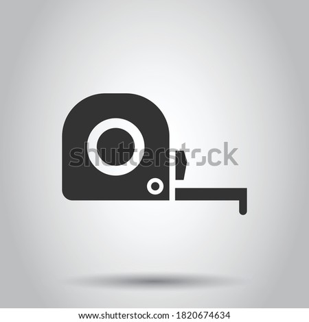 Measure tape icon in flat style. Ruler sign vector illustration on white isolated background. Meter business concept.