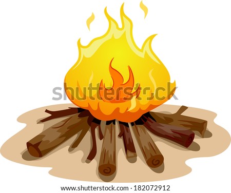 Illustration Featuring a Camp Fire Burning Brightly