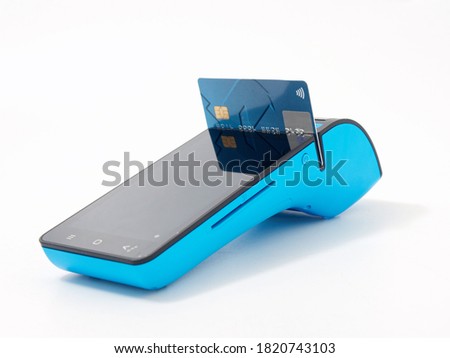 stylish portable cash register isolated on white background