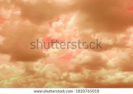 Abstract nature background of Colorful pastel gradient clouds & Fantasy puffy fluffy cloudscape on beautiful sunny sky & bright daylight horizon for wallpaper, backdrop of template, copy free space  Royalty-Free Stock Photo #1820765018
