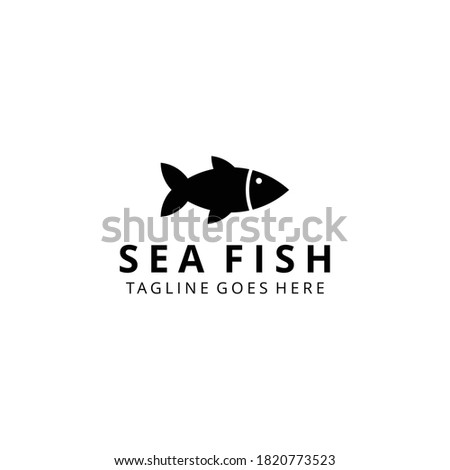 Illustration modern fish water with silhouette logo design template