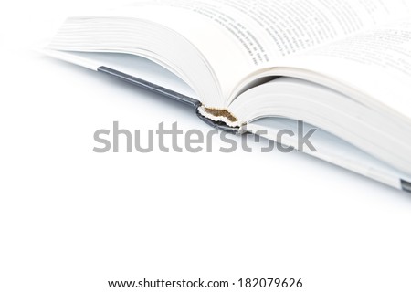 open book on white background 
