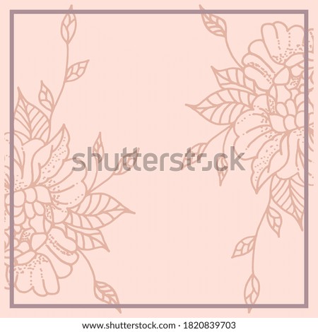Mockup for decorating a ribbon on social networks. Background in pastel colors with flowers. Frame for text. Vector illustration.