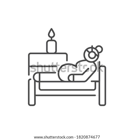 Pregnant woman rest black line icon. Pictogram for web, mobile app, promo. UI UX design element.