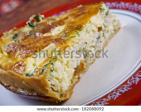 tasty homemade quiche with halibut.farm-style