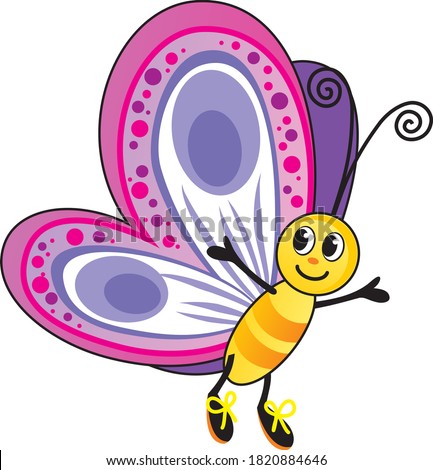 children illustration funny vector butterfly yellow-red cartoon