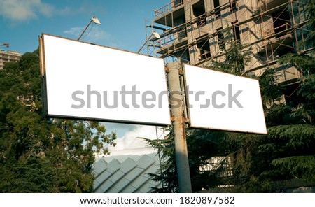 Billboard closeup in the building site