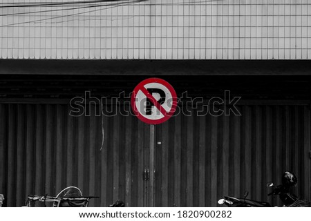 No Parking Sign. Black and white. Rule of thrids.