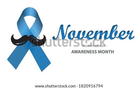 November, Prostate Cancer Fight Month. Blue ribbon