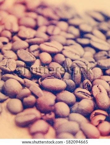 Image of coffee beans with vintage effect