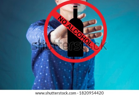 young man refuses to drink illustration

