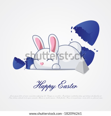 Easter bunny rabbit with colored Easter eggs 