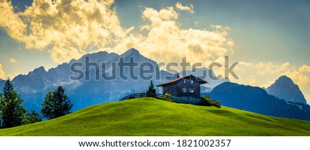 log cabin at the wetterstein mountains - bavaria Royalty-Free Stock Photo #1821002357