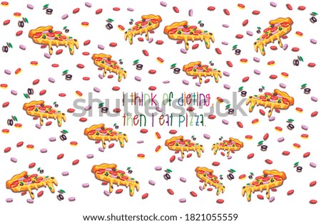 Pizza Pattern with quote Vector Illustration