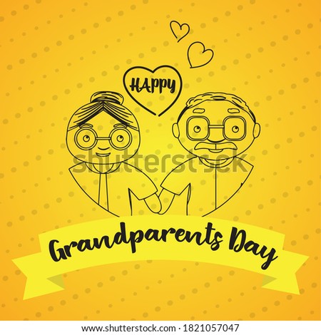 Happy gandparents day card. Happy old couple - Vector