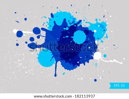 Blue splash and spray. Use for card, poster, banner, web design and print on t-shirt. Easy to edit. Vector illustration.