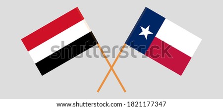 Crossed flags of the State of Texas and Yemen