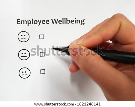 Employee Wellbeing indicator using emoticon Royalty-Free Stock Photo #1821248141