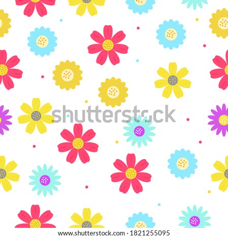 Colorful flower pattern with cute design suitable for background or textile