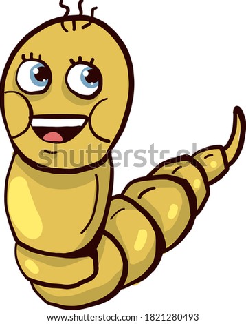 Happy smile worm, illustration, vector on white background