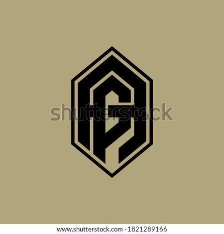 Initial letter A, P, AP or PA overlapping, interlock, monogram logo, black color on cream background