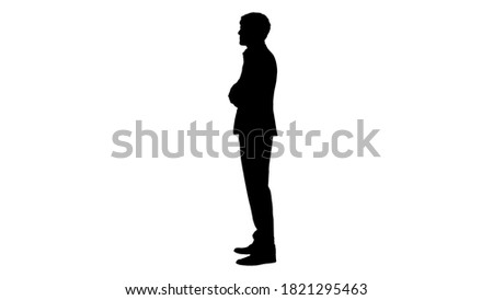 Silhouette Confident businessman showing thumbs up and ok gestur