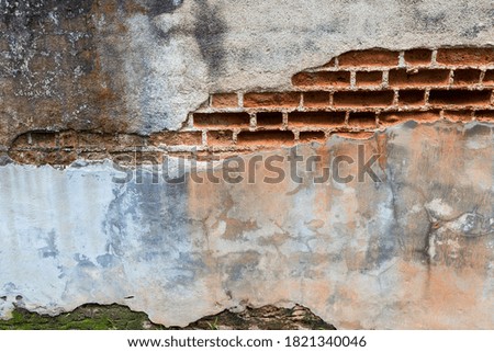 Ancient ruin brick wall texture background, outdoor day light, construction concept background