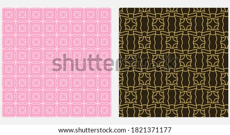 Geometric background patterns. Pink, black and gold tones. Wallpaper texture. Vector image