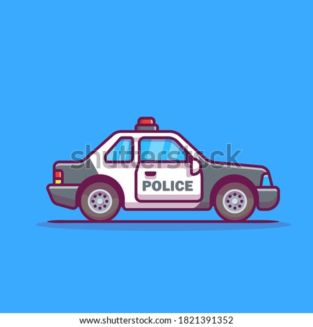 Police Car Cartoon Vector Icon Illustration. Car Transportation Icon Concept Isolated Premium Vector. Flat Cartoon Style