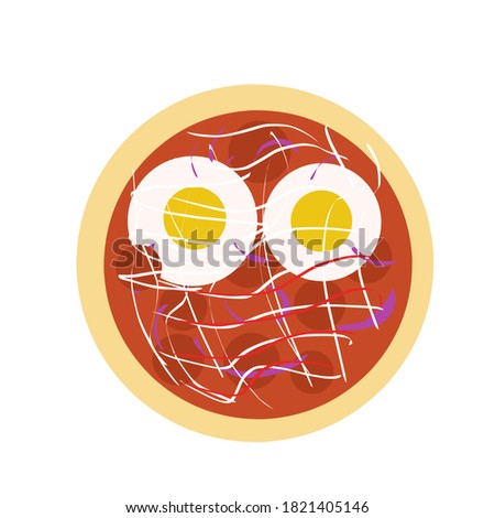 pizza with abstract toppings ilustration art simple