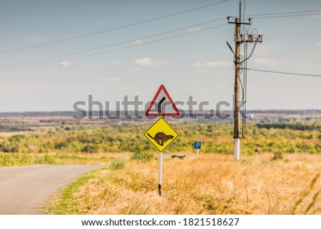 Unusual road sign. Protection of gophers in Russia.