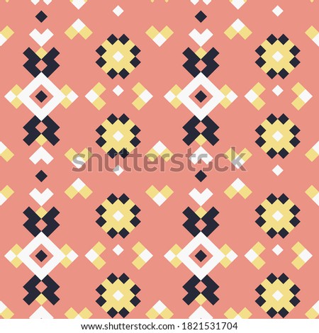 Tribal Geometric Vector Pattern in dark blue, yellow, white and red - perfect for scrap booking, card design, stickers and more!