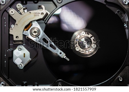 Close up shot, Disassembled hard drive that part of Computer, PC, Notebook