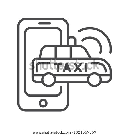 Order taxi service black line icon. Online mobile application. Pictogram for web, mobile app, promo. UI UX design element.