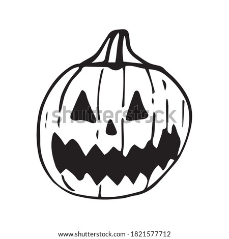 Halloween Jack-o'-lantern. Doodle creepy pumpkins . Vector illustration