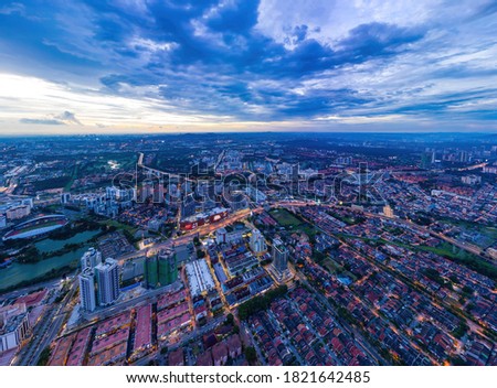 Aerial panorama cityscape of Kuala Lumpur,Malaysia(Kelana Jaya). Drone shot. 