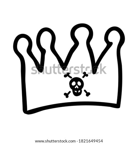 Punk rock crown lineart vector illustration. Simple alternative sticker clipart. Kids emo rocker cute hand drawn cartoon grungy tattoo with attitude motif.