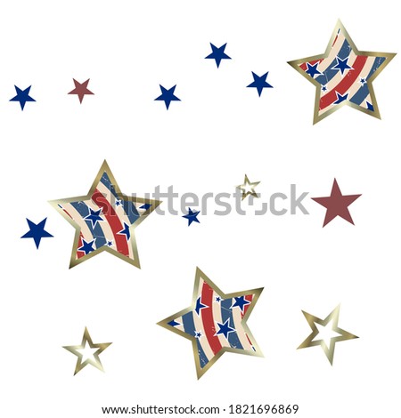American patriotic stars and pattern. Holiday graphic design. USA Independence Day or Presidents Day star pattern in American flag colors.